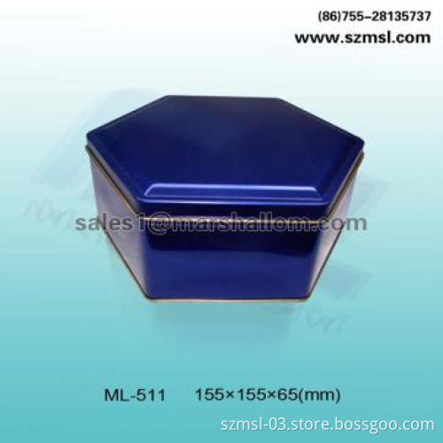 hexagon tin box, metal box, gift box, candy box